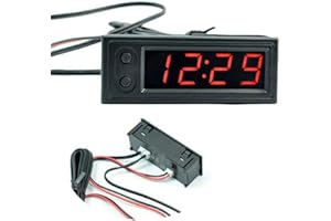 MACHSWON Car led Temperature Clock, Electric Clock Digital Temperature Voltmeter Gauge Clock with Light Car Decorative Accessories 12V 3 in 1