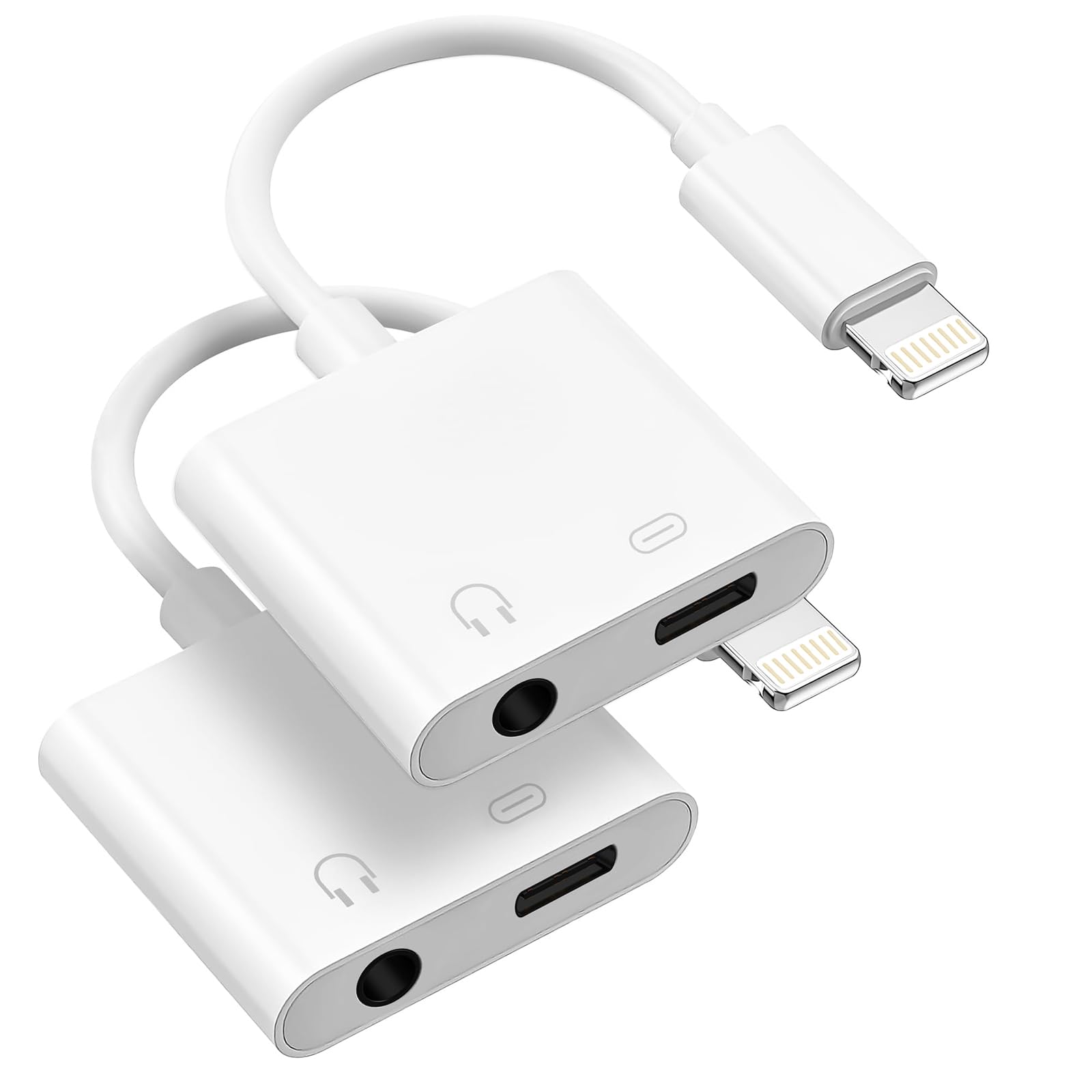 Photo 1 of [Apple MFi Certified] 2 Pack Lightning to 3.5mm Headphone Jack Adapter, 2 in 1 Headphone Adapter Aux Audio and Charger Adapter Dongle Cable Splitter Compatible with iPhone14/13/12/11/XS/XR