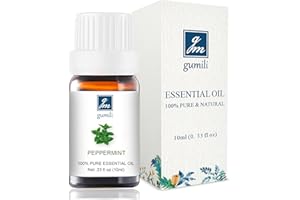 GM Gumili Peppermint Essential Oil - 100% Pure Natural Oil for Aromatherapy Diffuser, Room Spray, Skin Care, Hair Growth & Cooling Relief - 10mL Glass Bottle