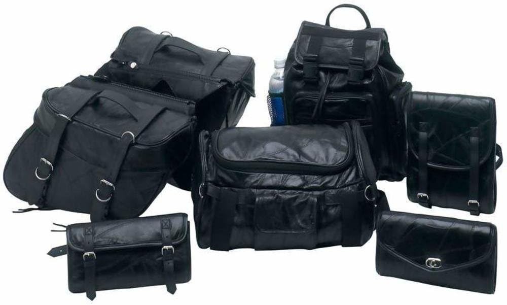 diamond plate buffalo leather saddlebags