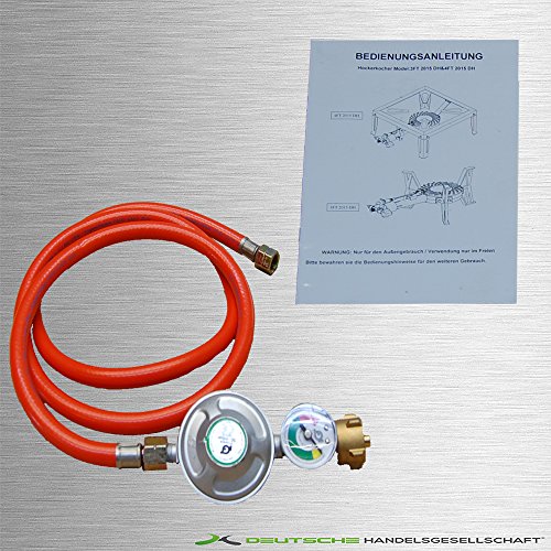 Gaskocher 10,5 kW – 4-Fuß Hockerkocher mit Gussbrenner, 1,5 m Schlauch, 50 mbar Druckregler & Piezozündung – Outdoor Campingkocher für Garten, Grill & Wok – Bild 3
