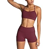 IWEMEK Women's Workout Sets 2 Piece Yoga Outfits High Waisted Biker Shorts and Cross Back Sports Bra Gym Set