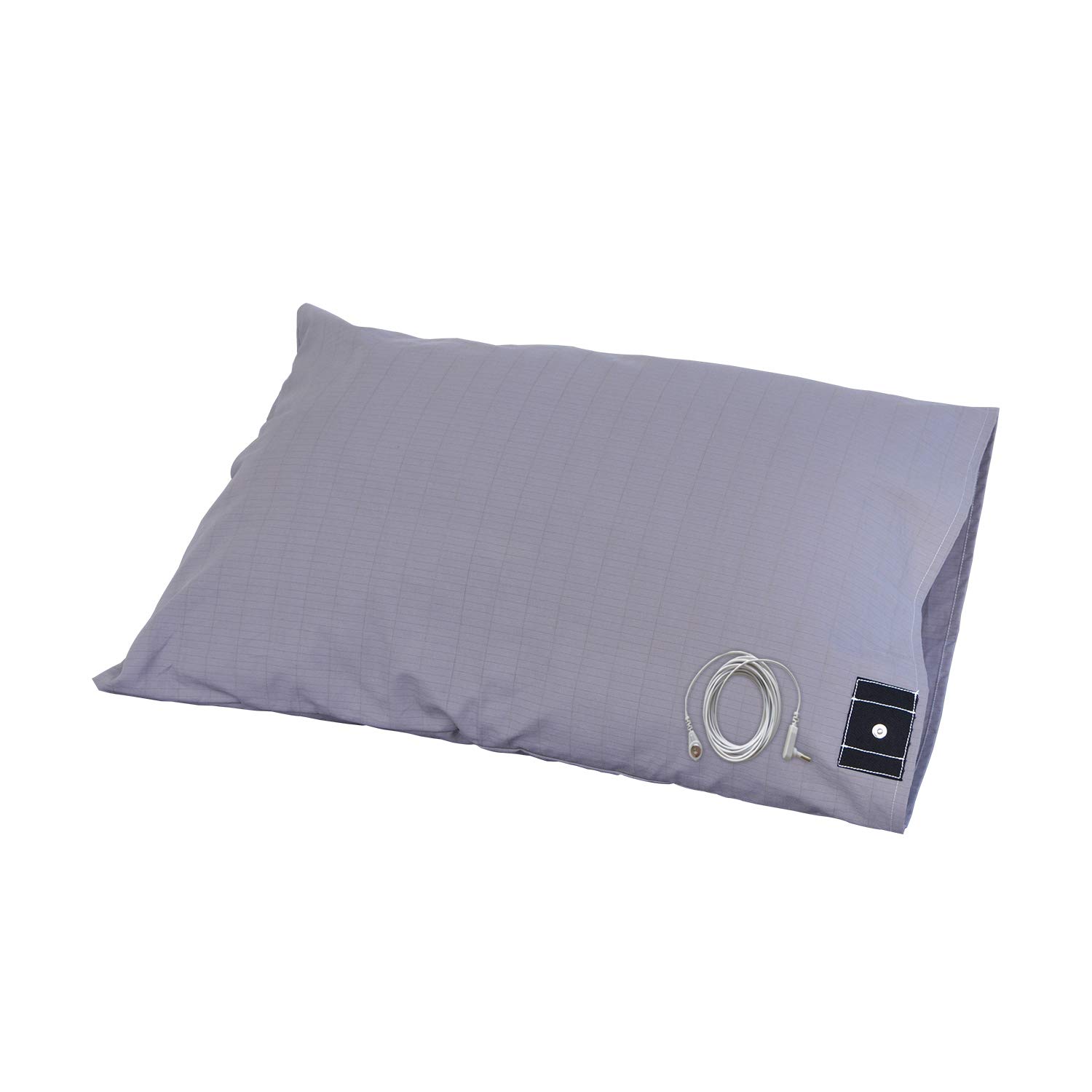 CONDUCTIVE Brand Grounding Pillowcase with 4.5 Meters Grounding Connection Cord (28 x 20 inch Standard, Grey) Pure Silver Threads with Combed Cotton Better Sleep Ground Benefits