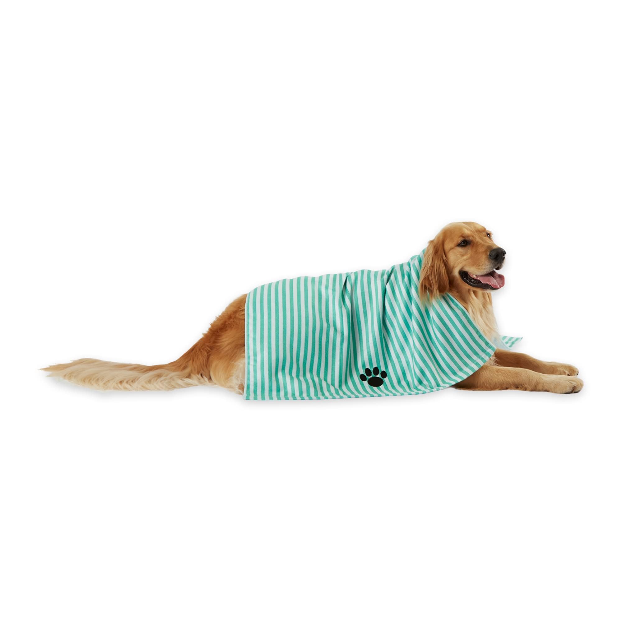 Bone Dry Pet Grooming Towel Collection Absorbent Microfiber X-Large, 41x23.5, Striped Aqua