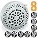 Eco Universal Shower Head - 8-Setting American Standard Fixed ShowerHead with Brass Shower Ball and Anti-Clogging Nozzles for Best High-Low Pressure Water Saving Rain Massage Spa Output