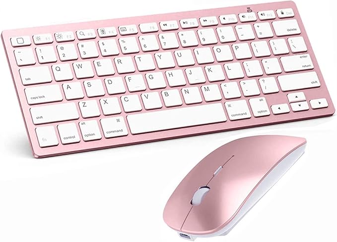 Amazon Com Bluetooth Keyboard And Mouse Combo Wireless Keyboard And Mouse For Ipad Pro Ipad Air Ipad Ipad Mini Iphone Ipados 13 Ios 13 And Above Rose Gold Computers Accessories