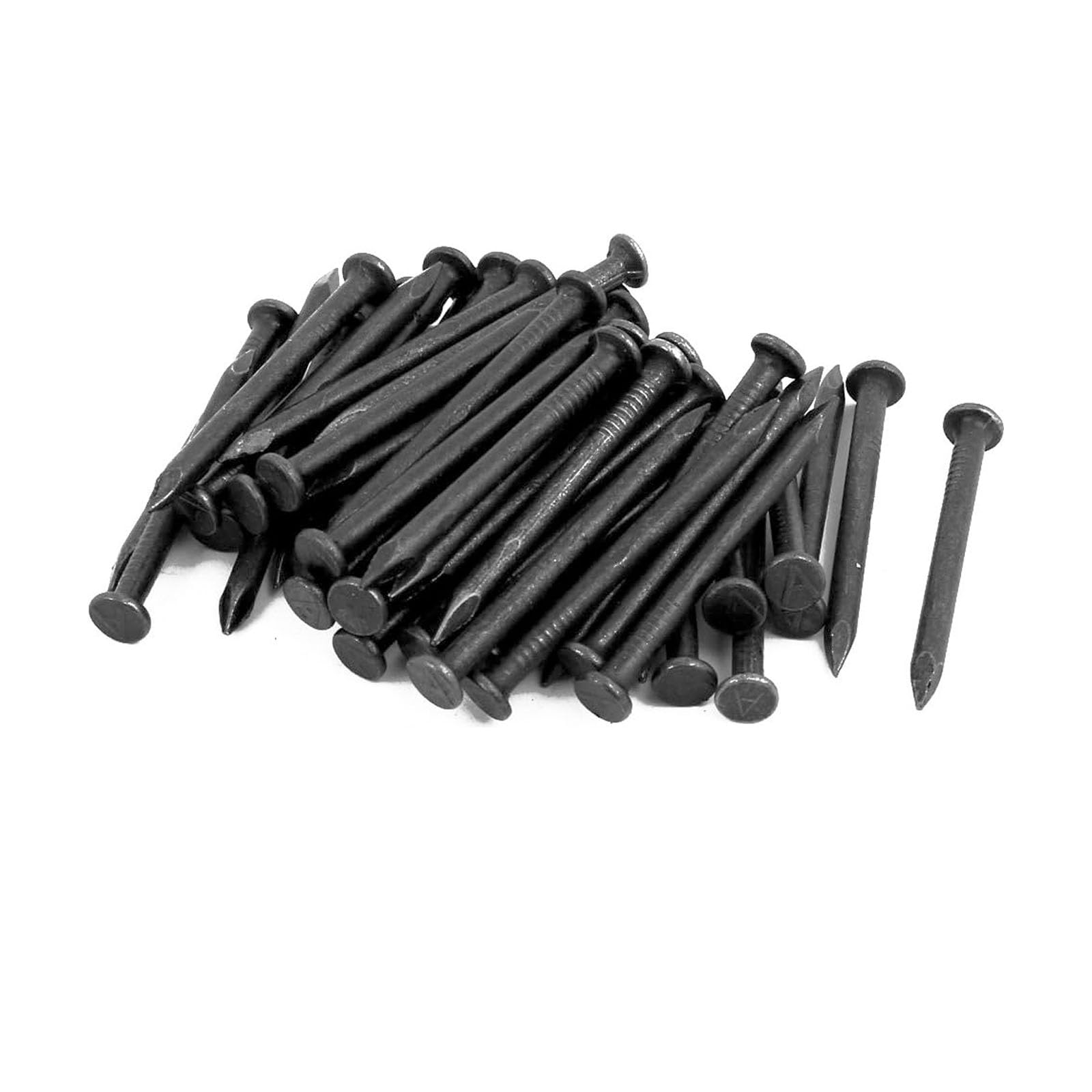 TOP-VIGOR 50Pcs Hardware Nails, 3mmx40mm Fiber Concrete Cement Wall Point Tip Nails, Wall Pins Tacks Nails for Woodworking, Panel Pins for Hanging Picture, Frame, Furniture, Construction, Black