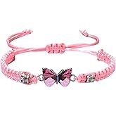 Pingyongchang Butterfly Charm Bracelet Adjustable String Butterfly Friendship Bracelets Cute Hand Woven Colorful Butterfly Charm Bracelets for Women Gifts Jewelry