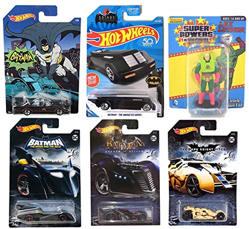 Hot Wheels Batman Batmobile 1:64 Diecast 5-Car Bundle with Gentle Giant Store Exclusive Super Powers 2