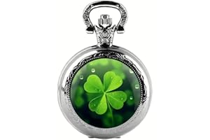 Tiong Personalized Pocket Watch Quartz Glass Round Pocket Watch Necklace Pendant Clock,Lucky Charm Birthday Gifts for Women Men