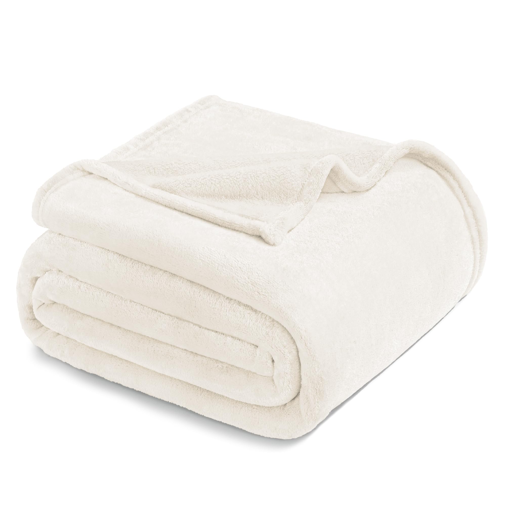 Exclusivo Mezcla Fleece Blanket Double Size for Bed, Super Soft and Warm, All Season Use, Cozy, Plush, Lightweight, 230x168 CM, Ivory