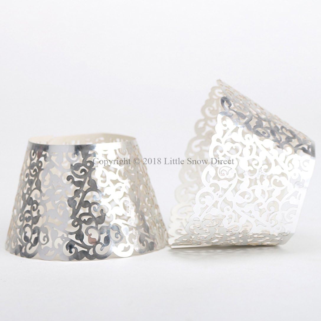 Little Snow Direct20pcs Filigree Vine Cupcake Wrapper Laser Cut Wraps Cases Wedding Birthday Party - Metallic Silver
