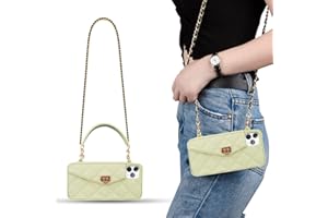 Yatchen for iPhone 15 Pro Max Wallet Case,Crossbody Phone Case with Lanyard Strap Cute Purse Case Flip Credit Card Holder Soft Silicone Girls Lady Handbag Case for iPhone 15 Pro Max Green