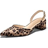 Coutgo Womens Low Chunky Heels Slingback Closed Pointed Toe Pumps Party Wedding Dress Shoes