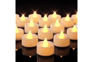 BEICHI Flameless Candles, 24Pack Battery Operated Candle, LED Tea Lights Candles Battery Operated, Flickering Fake Votives for Wedding Halloween Christmas Diwali- Warm Yellow