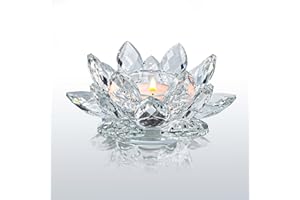 Kolnlala Crystal Lotus Flower Tealight Candle Holders/Glass Tea Light Candlestick Decor Decoration for Christmas Home Wedding Party… (Clean 1pc)