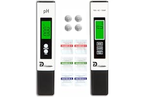 DZDARREN PH Meter, Digital 4 in 1 PH EC TDS Temp Meter for Water Hydroponics, Waterproof DWC PH and EC PPM Water Tester with Backlit for Nutrients Growing,Pool,Indoor Garden, Home Brewing, Aquarium, Hot Tub