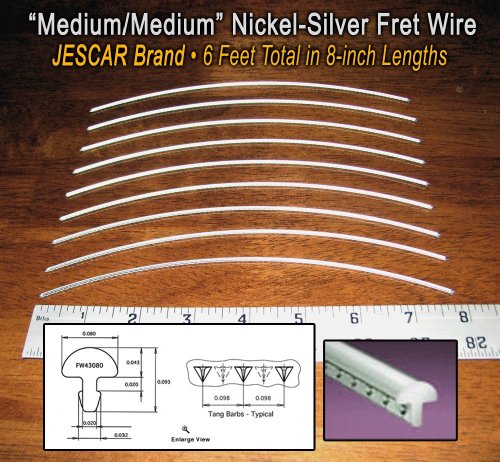 Guitar Fret Wire - Jescar Nickel-Silver Medium Gauge - Six Feet