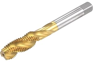 uxcell Spiral Flute Threading Tap M12 x 1.5, Metric HSS (High Speed Steel) Titanium Plated Machine Thread Screw Tap 3 Flutes 