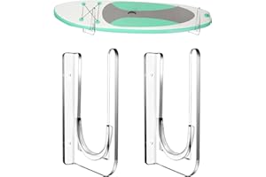 Yousoontic Surfboard Wall Mount Rack Clear Acrylic Wall Surfboard Display Horizontal Storage Holder for Short Board Holds 50 Lbs