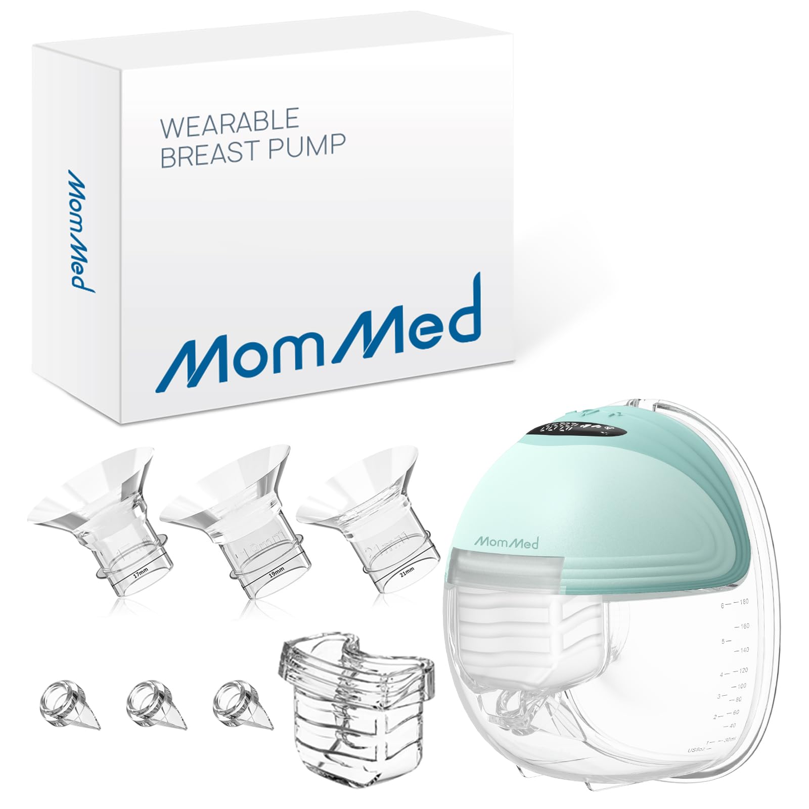 MOMMED Breast Pump, Wearable Breast Pumps with 3 Mode & 12 Levels, Leak-Proof & Low Noise Design Electric Breast Pump, 24mm Hands-Free Breast Pump, Rechargeable, Includes 17/19/21mm Flange Insert