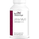 Bariatric Advantage Ultra Multivitamin with Iron - Ultra Multi with Iron - Capsule Format Multivitamin - Provides Full Complex of B Vitamins - with Vitamin C, Chromium & More - 270 Capsules
