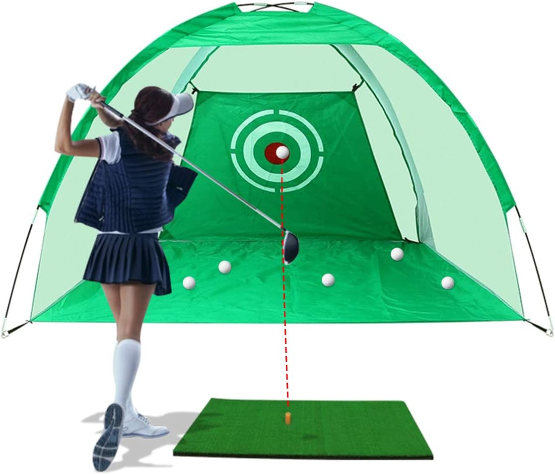 Jabtraxx Golf Practice Net, Golf hitting Net Practice Cage Foldable Golf Training Net with Target Pattern for Indoor Outdoor Garden Sports 2m