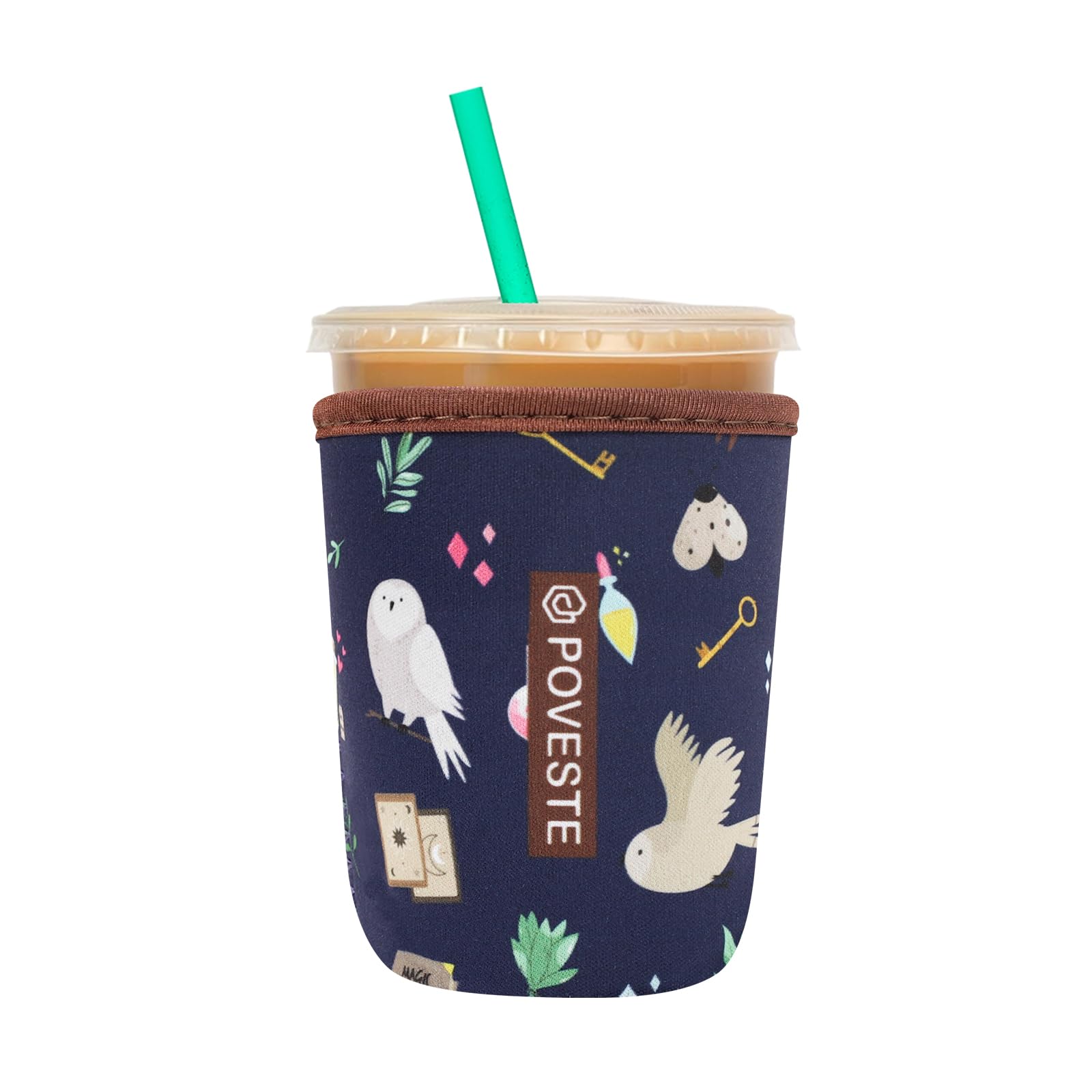 Photo 1 of Reusable Neoprene Insulator Sleeve for Iced Coffee & Cold Soda, Coffee Sleeves for Iced & Hot Drinks, Cold Beverage Cooler Compatible with Starbucks, Dunkin (Hogwar Magic, Small: 16-18oz)
