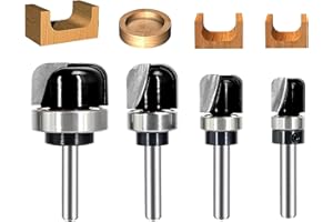 4PCS Bowl & Tray Template Router Bit Set 1/4 Inch Shank, Cove Juice Groove Router Bit, Carbide Tipped Circle Round Nose Cutti