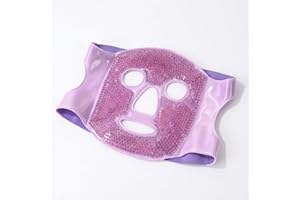 Gel Sleep Mask Cold Hot Therapy, Soft Cooling Eye Mask for Night Sleep, Adjustable Comfortable Face Mask Purple Purple Beads