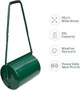 Crystals 30L Garden Lawn Roller - Heavy Duty Steel, Scraper Bar, Green view 7