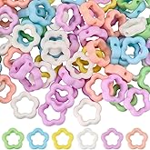 SOFPLATE 1 Box 100Pcs Acrylic Hollow Flower Beads Frame Connector Colorful Floral Blossom 2 Straight Holes Link Loose Spacer Beads for Bracelets Earrings Necklaces Keychains Jewelry Making Crafting