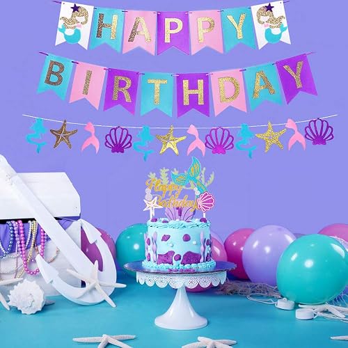 Mermaid Birthday Banner – Under The Sea Party Decorations For Kids' Celebration - View #6