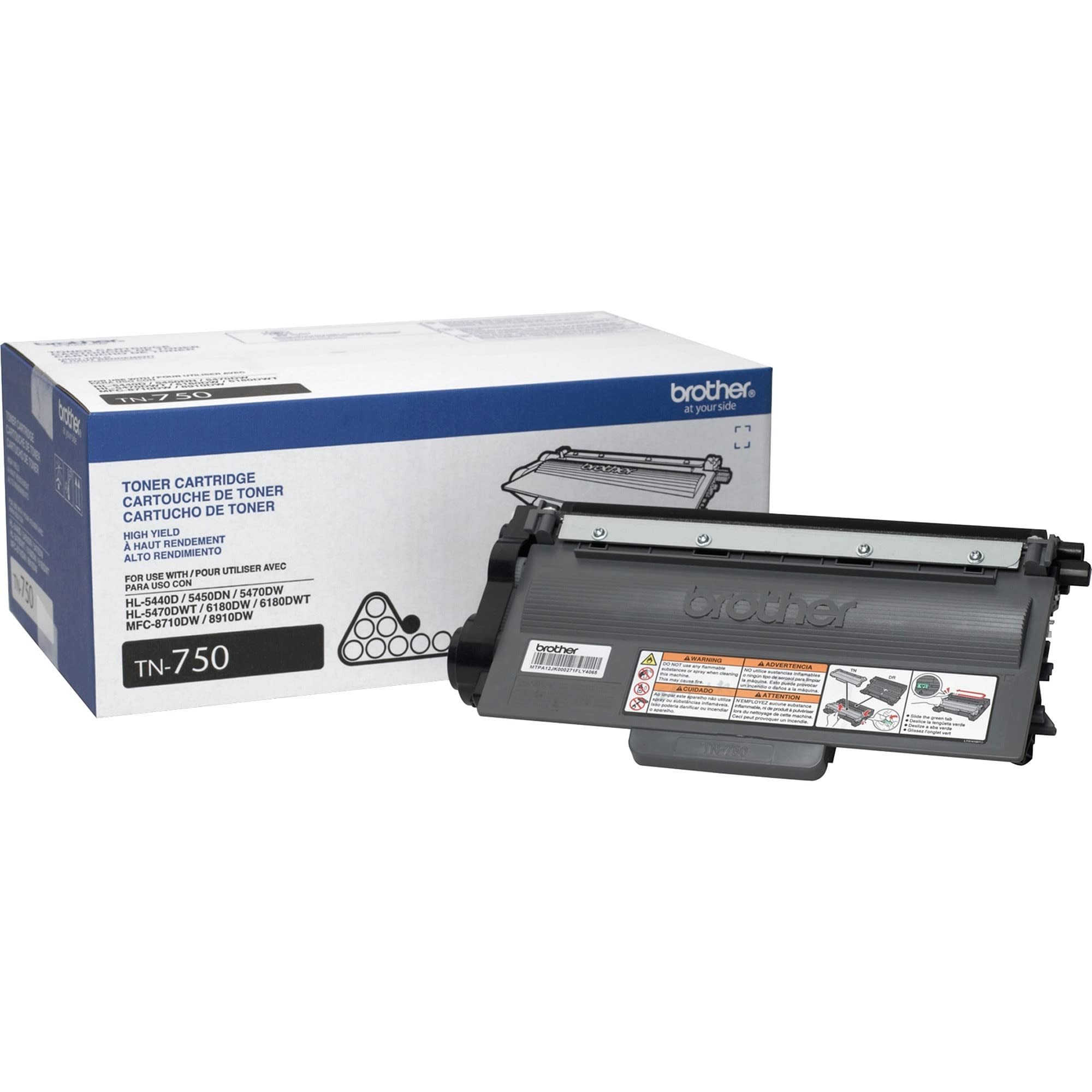 Brother Genuine High Yield Toner Cartridge, TN750, Replacement Black Toner, Page Yield Up To 8,000 Pages, Amazon Dash Replenishment Cartridge