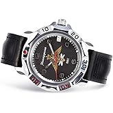 VOSTOK | Men&rsquo;s Komandirskie Russian Air Force Aerobatic Team | Military Style Mechanical Watch | Model 811928 Leather Band