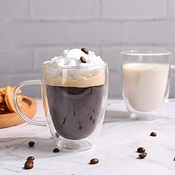 12 Oz Double Walled Glass Coffee Mugs with