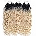 MOBOK 6Pcs/Lot 613 Goddess Locs Crochet Hair Curly Ends Blonde Hair Ombre Wavy Faux Locs Crochet Hair for Black Women Pre Loop Twist Braiding Soft Synthetic Hair Extension(20inches(6-packs), OT613)