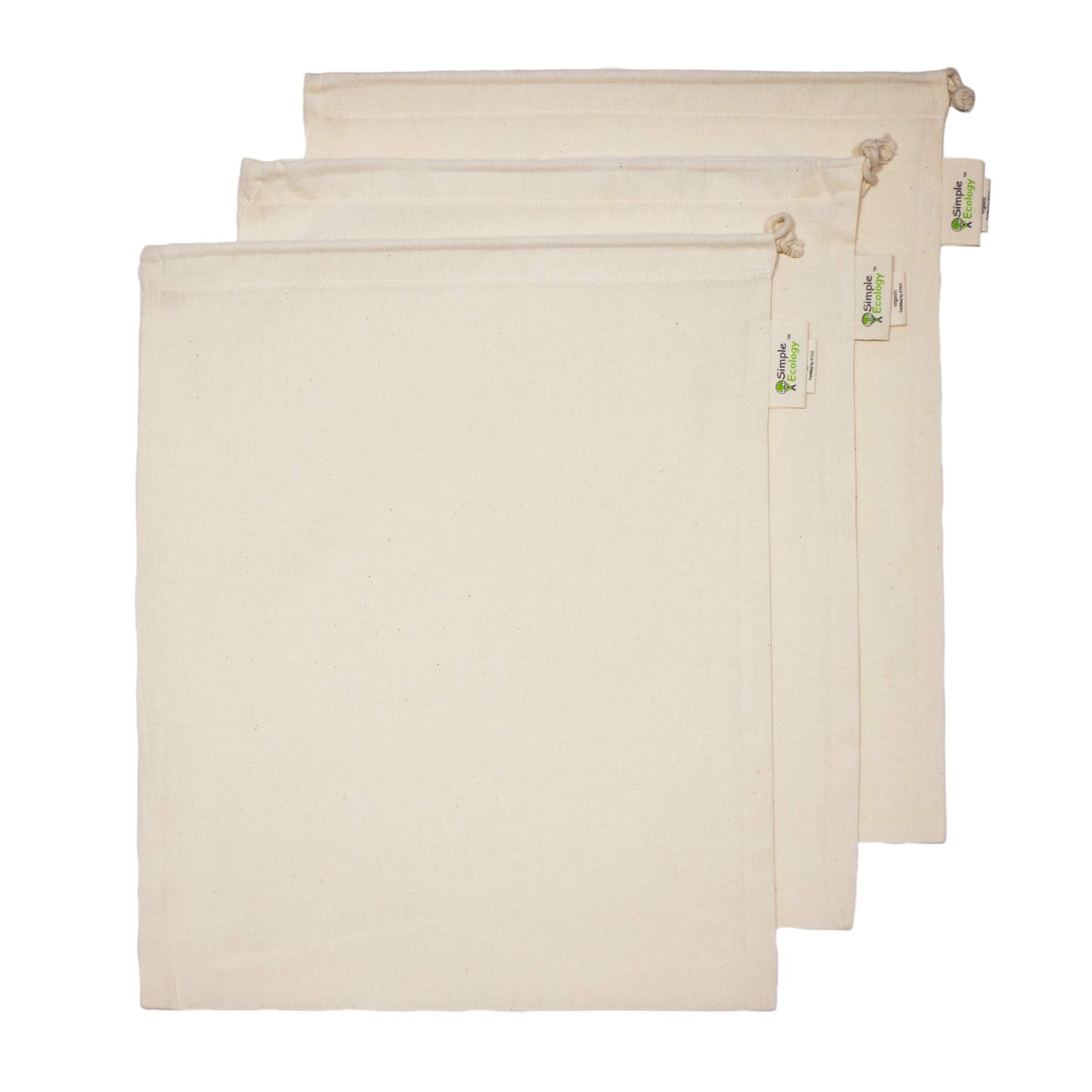 Photo 1 of Simple Ecology Reusable Grocery Produce Shopping and Storage Bags, Organic Cotton Muslin, Large 3 pack