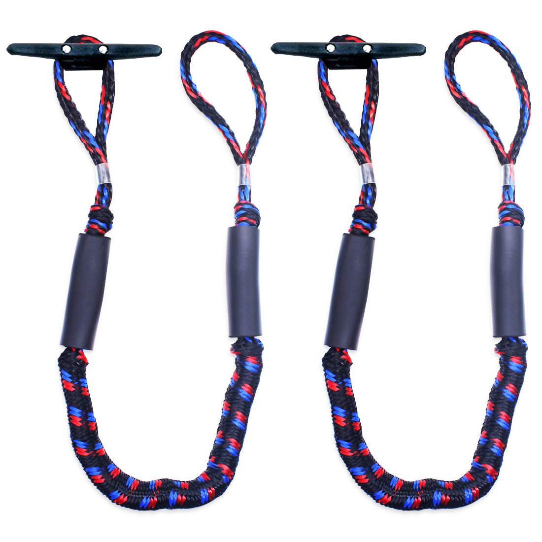 Botepon 2Pcs Boat Dock Line, Bungee Cords for Boats, Boating Gifts for Men, Boat Accessories, Pontoon Accessories, Perfect for Jet Ski, SeaDoo, WaveRunner, Kayak, Pontoon (4', 5', 6' Length)