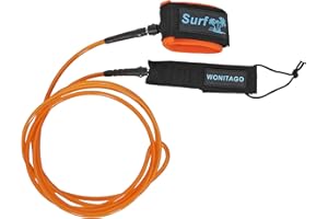 LINGVUM Premium Surfboard Leash, 6/7/8/9/10 ft, Straight Surf Board Leashes, 7mm Legrope Strap for Shortboard, Longboard