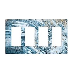 Abstract Turquoise Blue Marble 4 Gang Quad Rocker