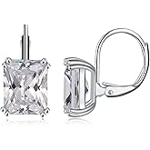 CiNily Emerald Cut Drop Dangle Earrings for Women 18K White Gold Plated Cubic Zirconia Simulated Diamond Dangle Earrings Jewelry Gifts for Weddings Birthday Party
