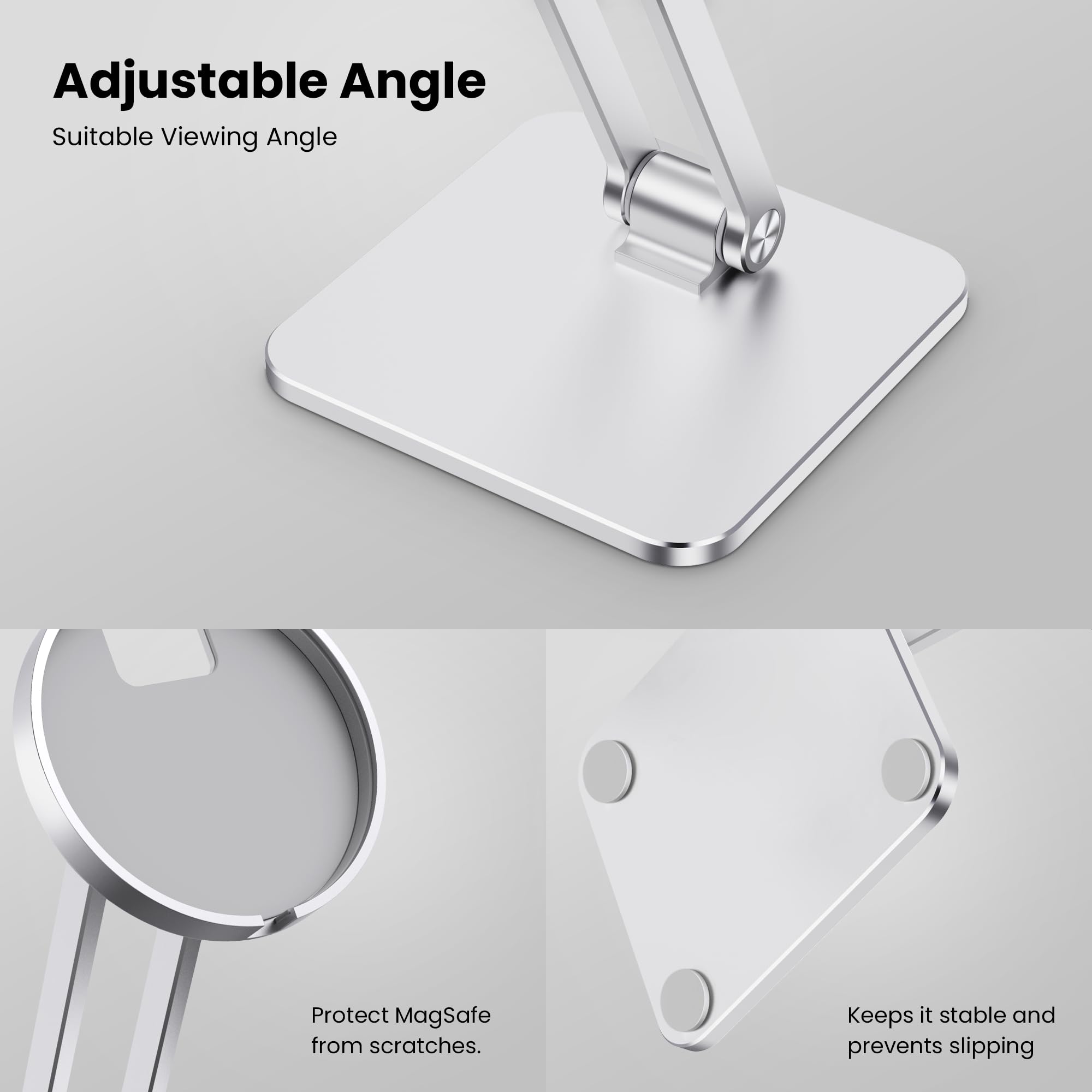 CreaDream Phone Stand for Apple 15W MagSafe Charger [Not Fits 2024 Ver.], Foldable Adjustable Charging Stands for Desk, Compatible with iPhone 16 15 14 13 12 Series[MagSafe Not Included]
