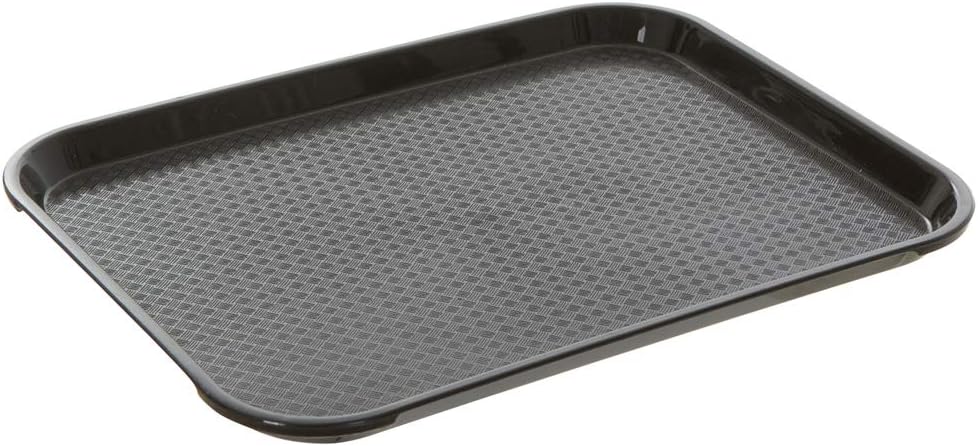 Fast Food Tray 14 x 18 Black Rectangular Polypropylene Serving Tray for Cafeteria, Diner, Restaurant, Food Courts