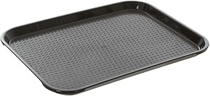 Fast Food Tray 14 x 18 Black Rectangular Polypropylene Serving Tray for Cafeteria, Diner, Restaurant, Food Courts