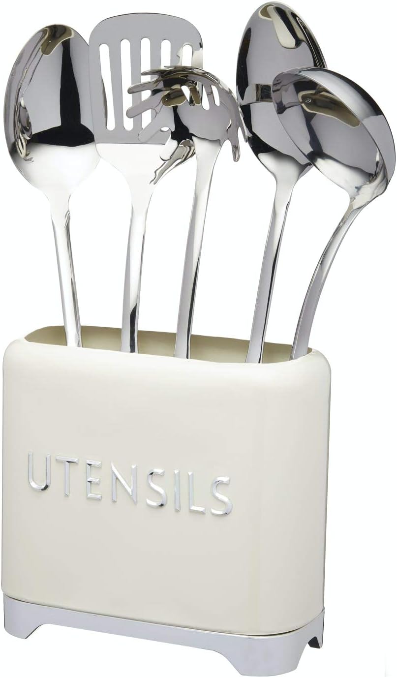 Auntie Morags Lovello Retro Utensil Holder in cream, 20 x 10 x 16cm