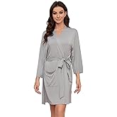 HEARTNICE Robes for Women Lightweight Short Knit Kimono Knee Length Bathrobe for Womens Soft 3/4 Sleeves Summer Sleepwear
