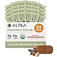 Olyra Hazelnut Carob Breakfast Biscuits, Healthy Snacks for Kids and Adults, Low Sugar, High Fiber, Vegan Organic Cookies, with Ancient Greek Grains, USDA Certified Organic, Non GMO, 24 Packs