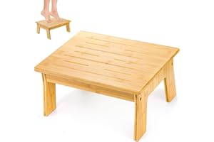 Tlence 6.5" Wooden Bed Step Stool, 300 Lbs Capacity Small Bamboo Foot Stool, Non Slip One Step Platform for Elderly, Short Bed Steps for High Beds Under Desk Bathroom Kitchen, Easy Assembly