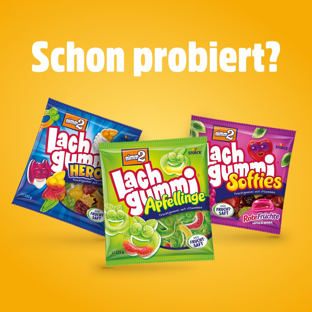 nimm2 Lachgummi Happies – 1 x 325 g – Fruchtgummis mit Fruchtsaft und Vitaminen – Süßigkeit in sechs Geschmacksrichtungen 8
